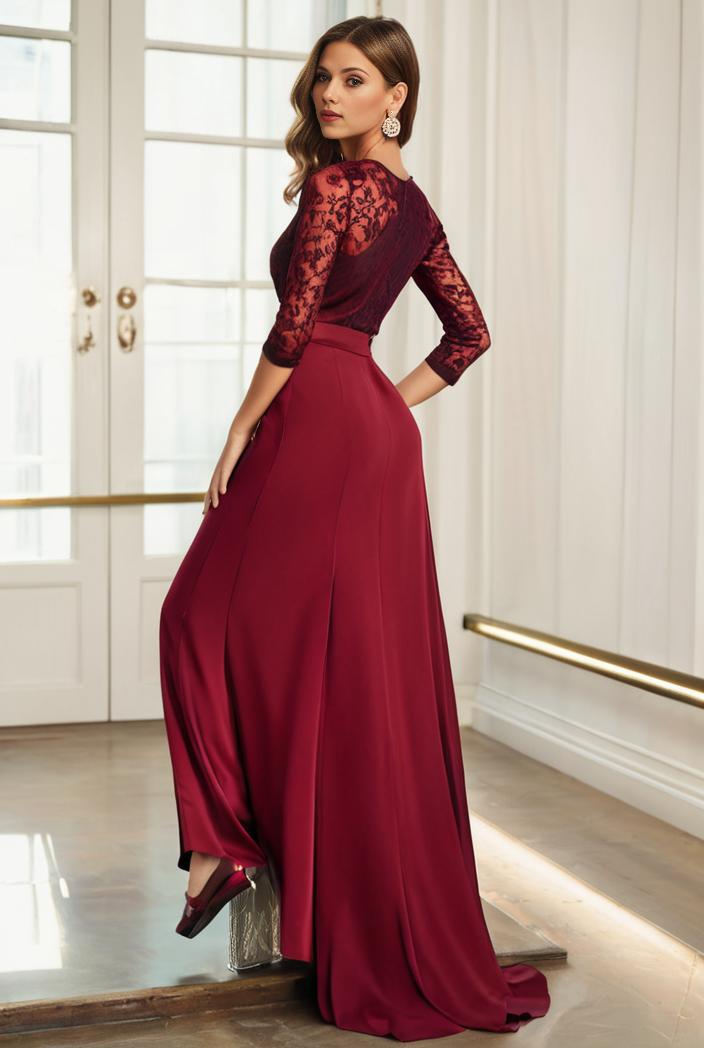 3 4 sleeve sheer sequin stripe high low hem evening dress 126159