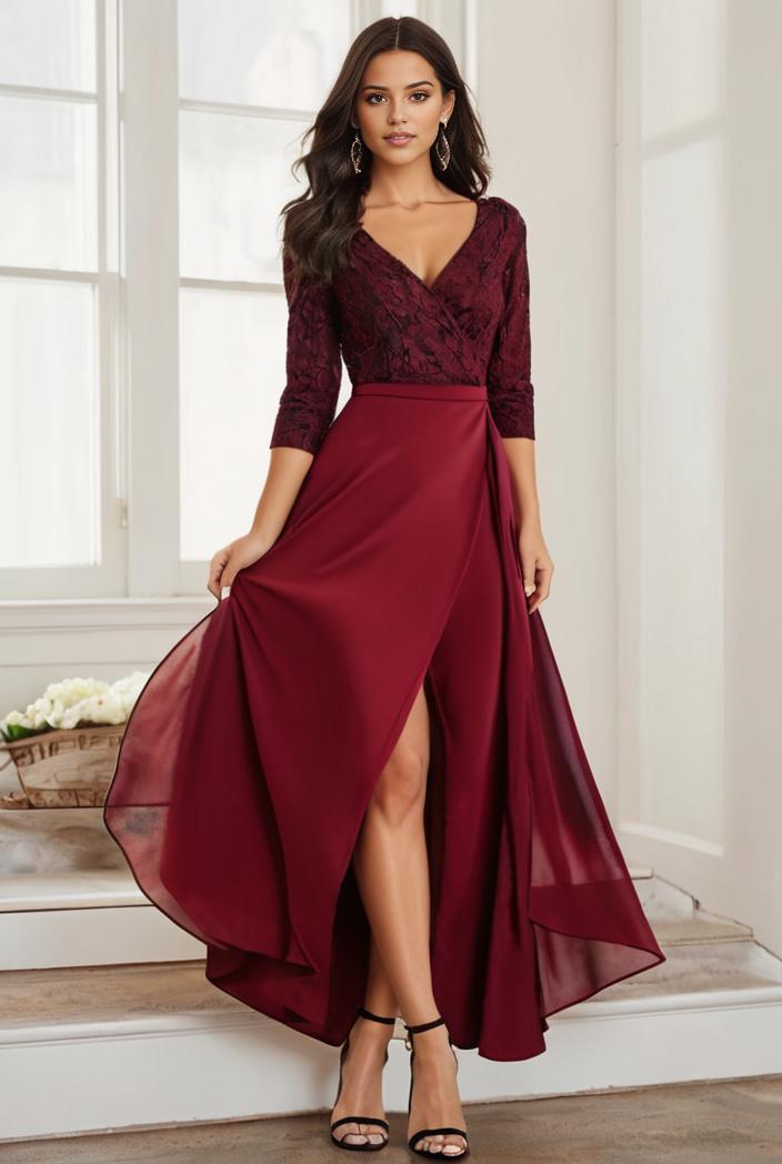 3 4 sleeve sheer sequin stripe high low hem evening dress 121176