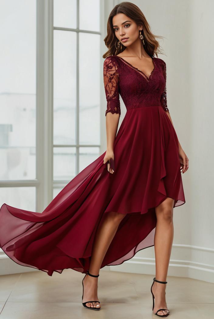 3 4 sleeve sheer sequin stripe high low hem evening dress 121194