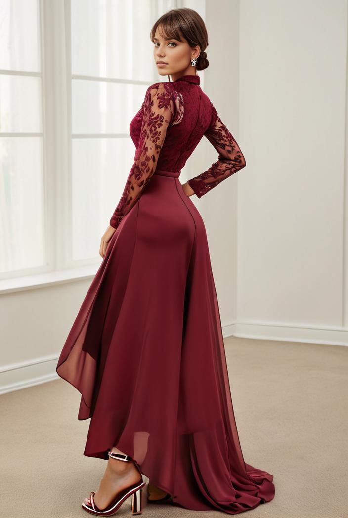3 4 sleeve sheer sequin stripe high low hem evening dress 121197