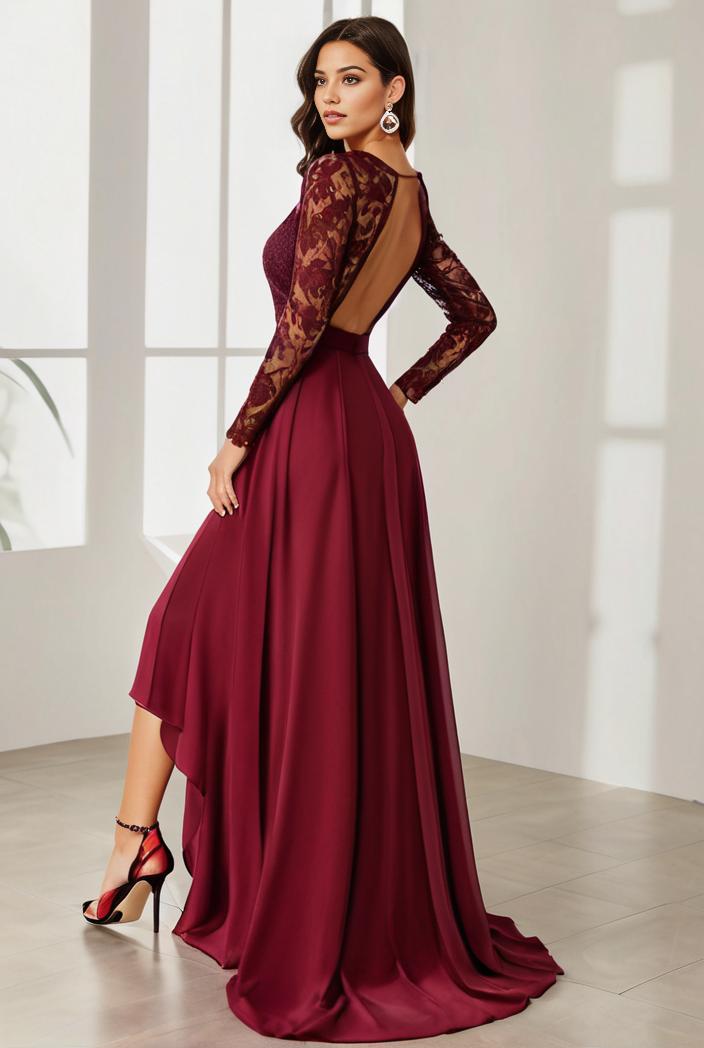 3 4 sleeve sheer sequin stripe high low hem evening dress 121201
