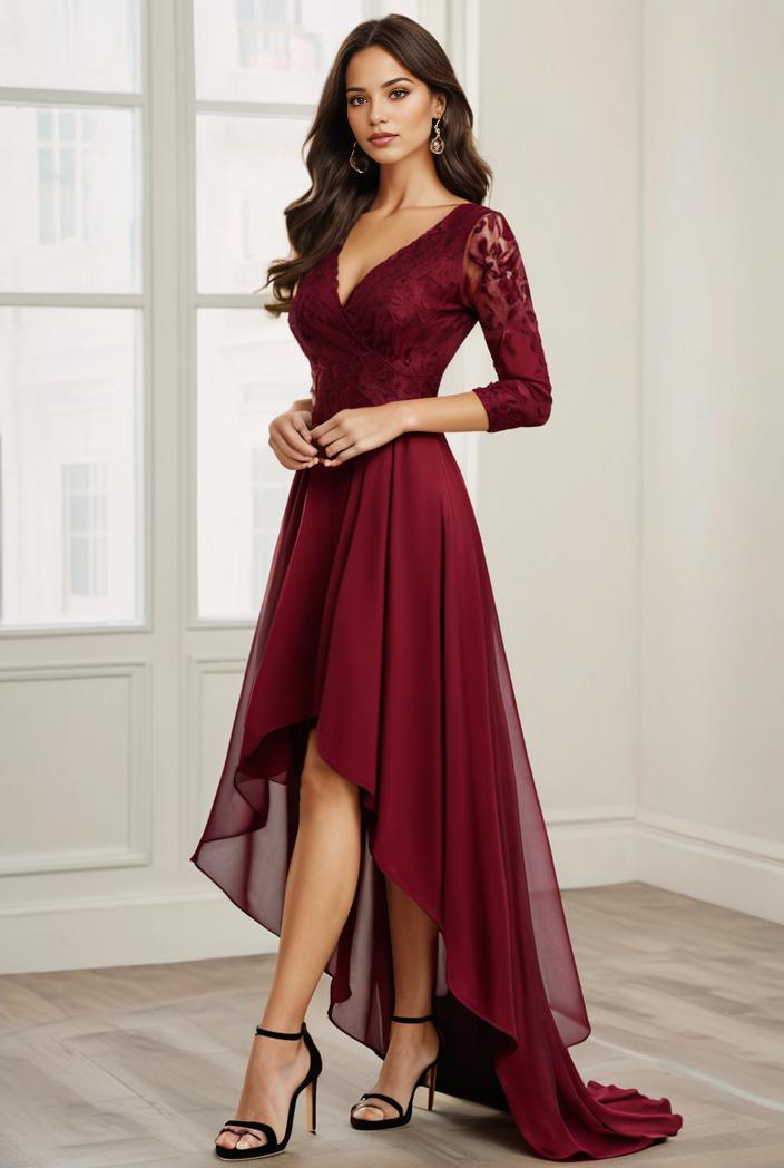 3 4 sleeve sheer sequin stripe high low hem evening dress 121210