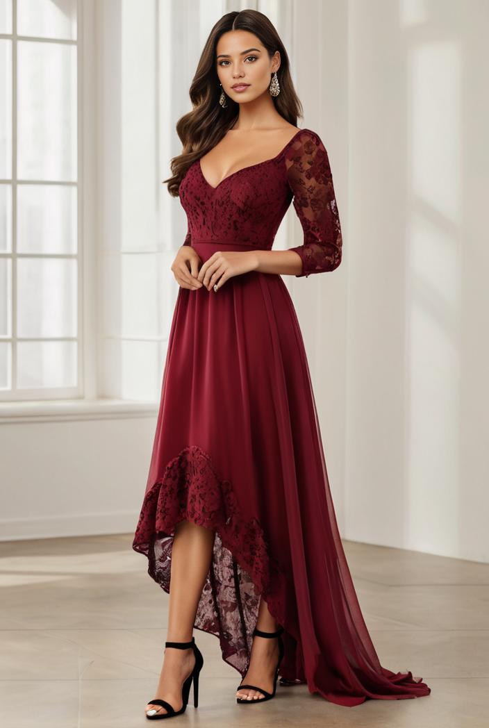 3 4 sleeve sheer sequin stripe high low hem evening dress 121208