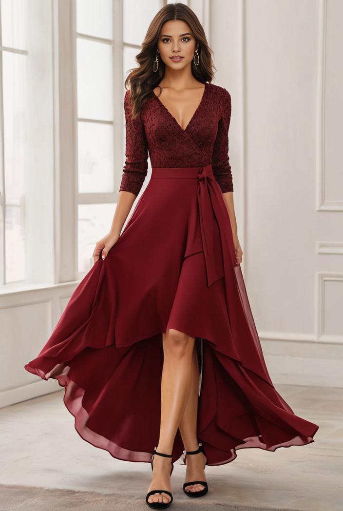 3 4 sleeve sheer sequin stripe high low hem evening dress 121215