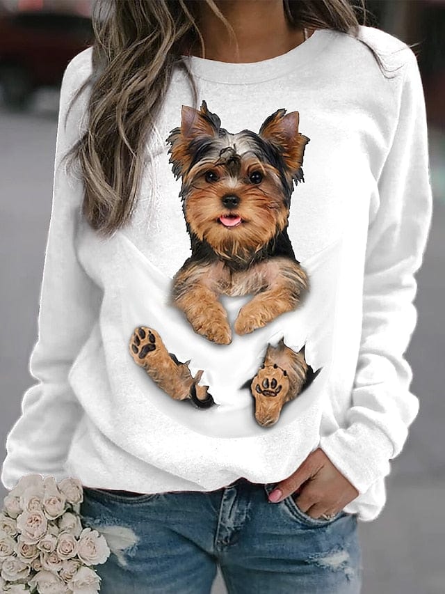 3D Print Dog Sweatshirt Pullover for Women