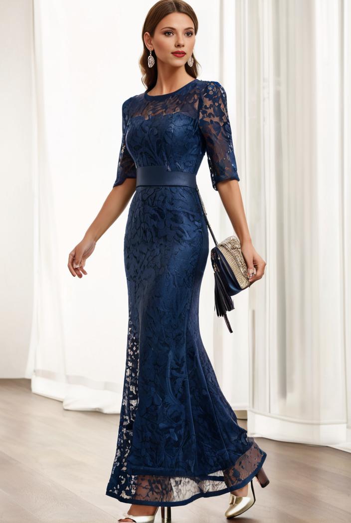 3 4 sleeve bodycon plunging back sequin evening dress 107583