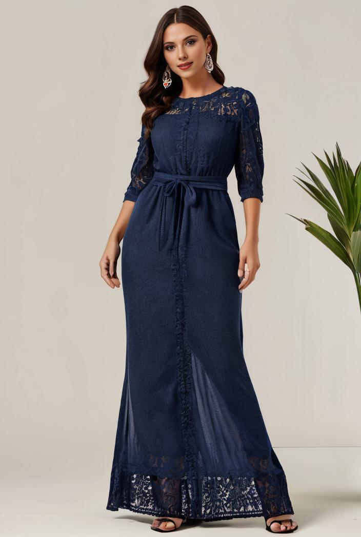 3 4 sleeve bodycon plunging back sequin evening dress 107589