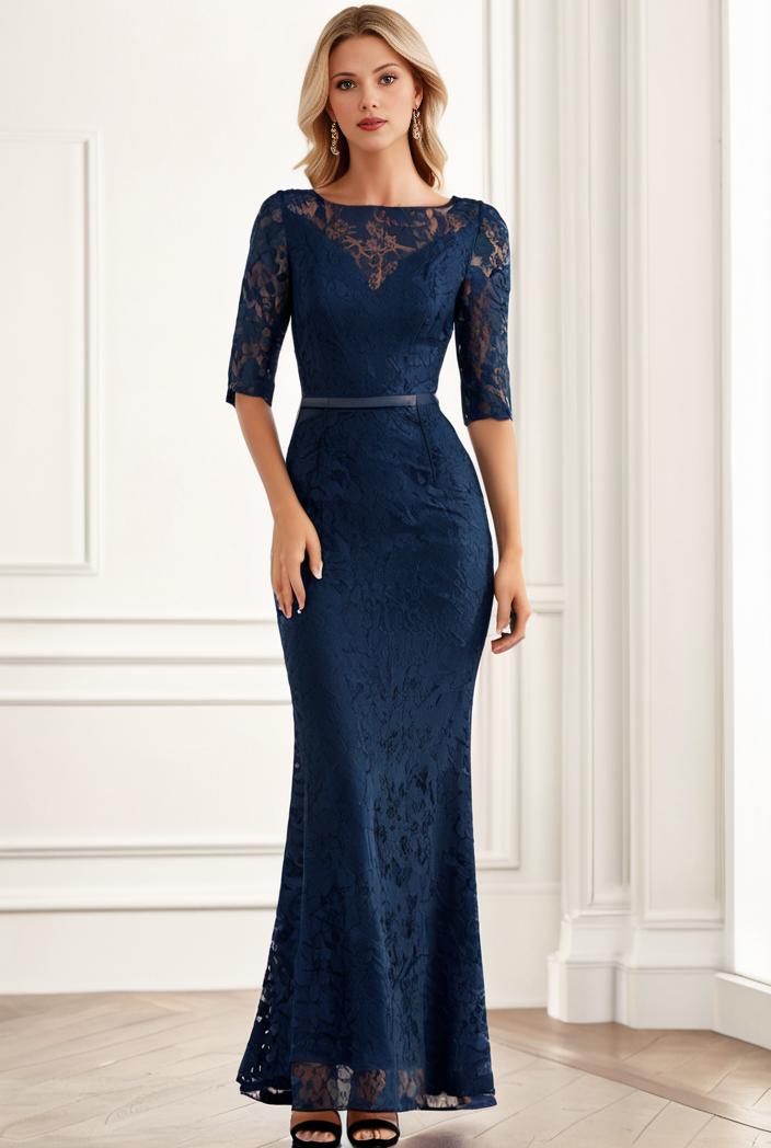 3 4 sleeve bodycon plunging back sequin evening dress 107623