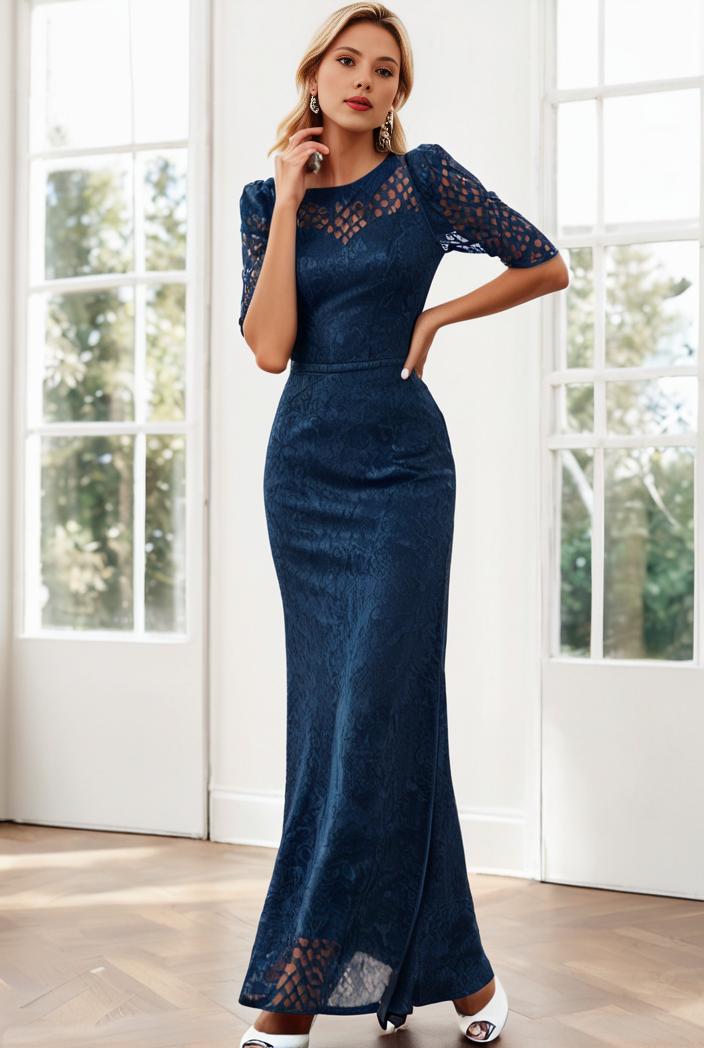 3 4 sleeve bodycon plunging back sequin evening dress 107631