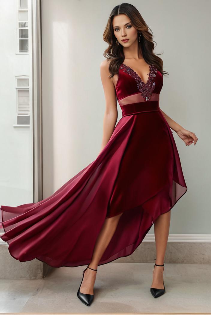 3 4 sleeve sheer sequin stripe high low hem evening dress 107642