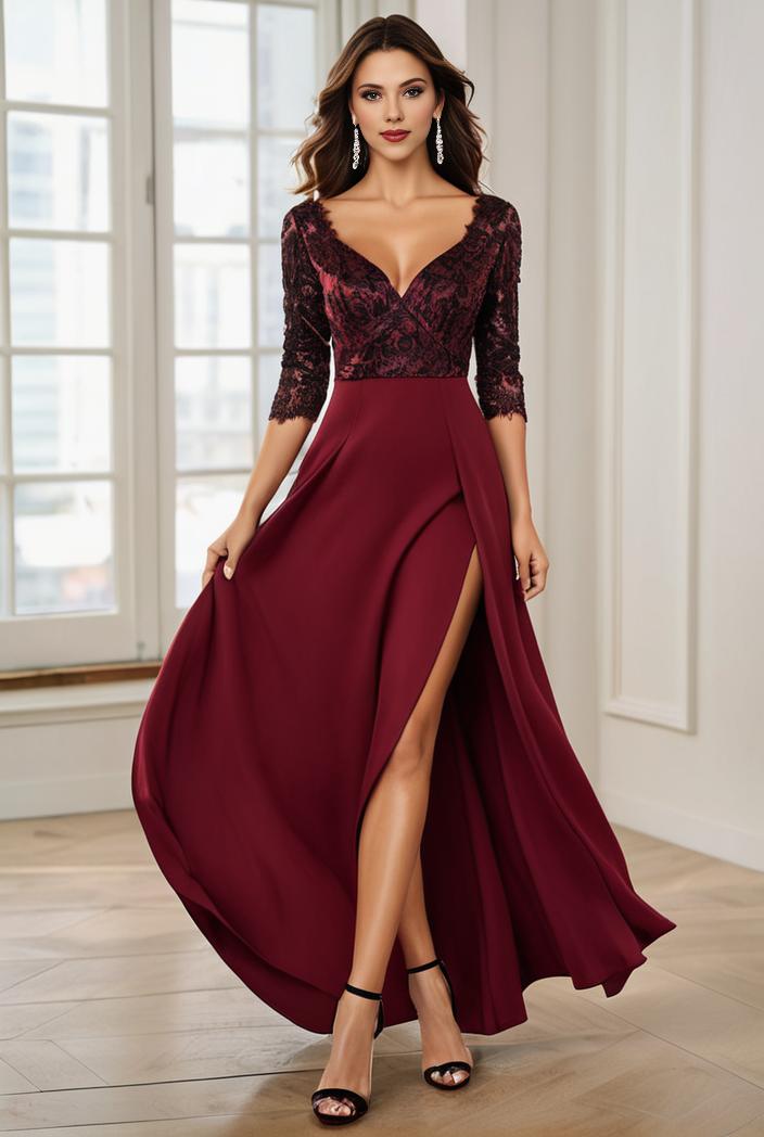 3 4 sleeve sheer sequin stripe high low hem evening dress 107654