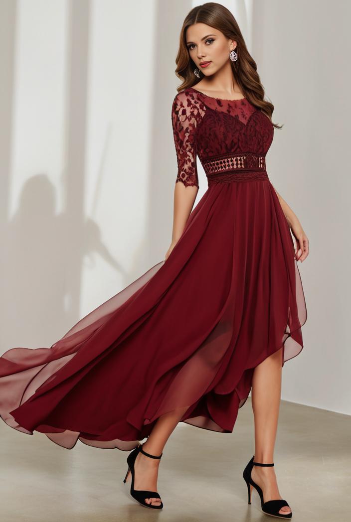 3 4 sleeve sheer sequin stripe high low hem evening dress 107667