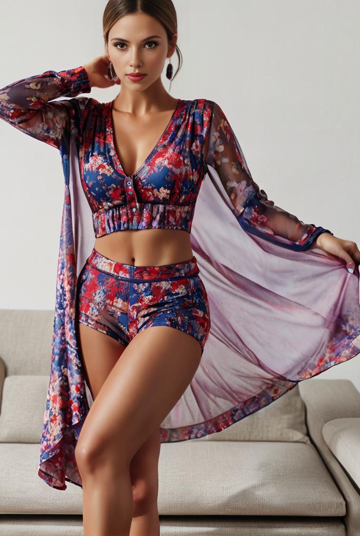 3 pieces sexy print bikini women high waist swimsuit cover up swimwear female lady bathing suit swimming summer beachwear 114487