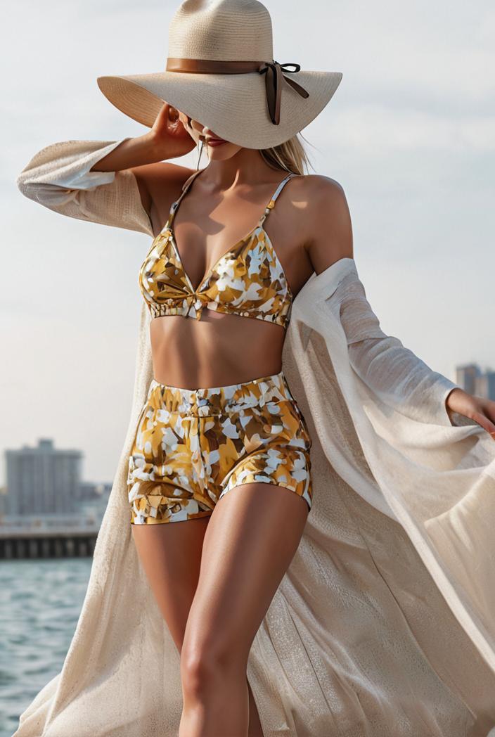 3 pieces sexy print bikini women high waist swimsuit cover up swimwear female lady bathing suit swimming summer beachwear 114495
