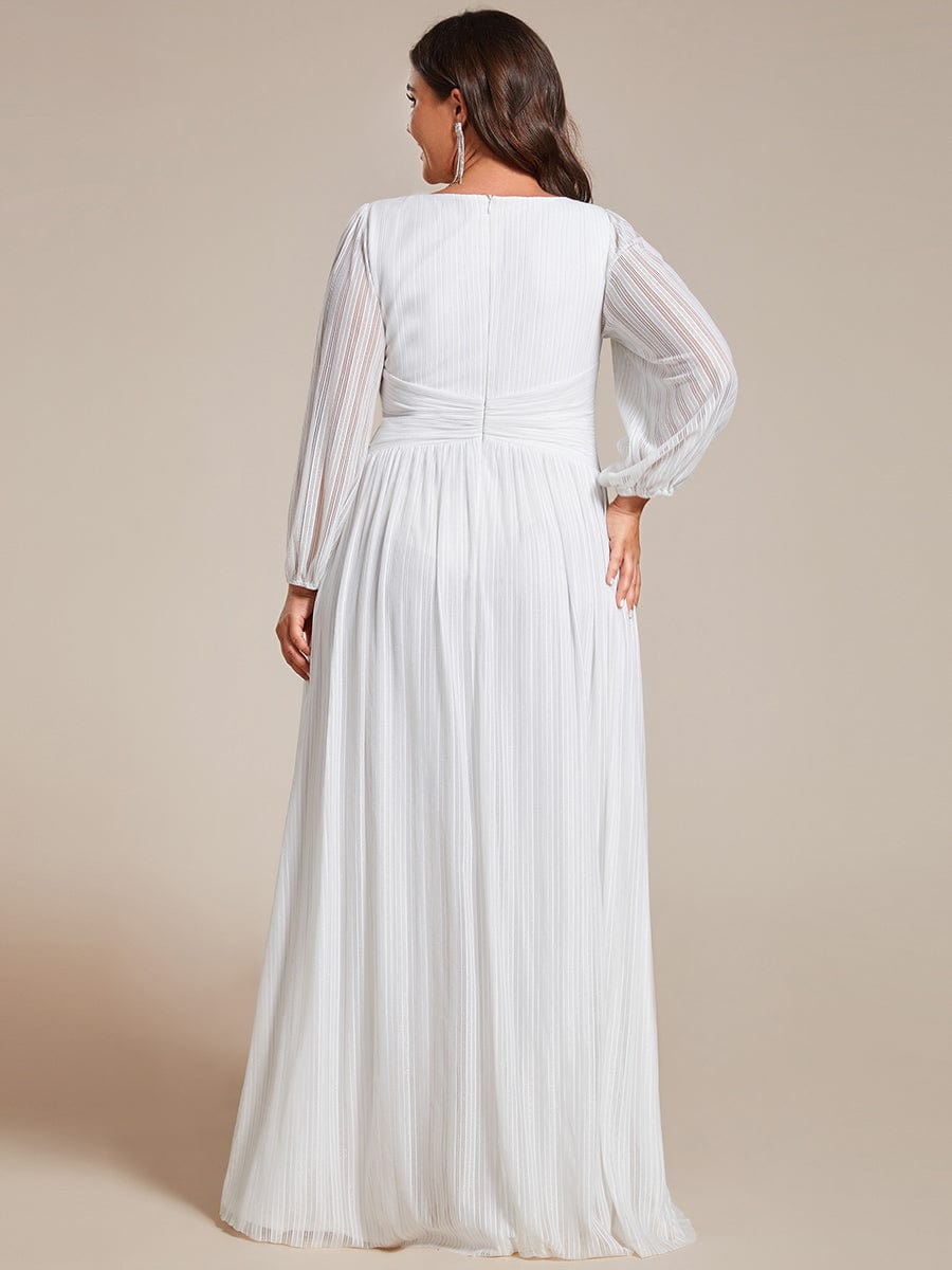 Elegant Plus Size Sequin Empire Waist Evening Gown with Sheer Sleeves