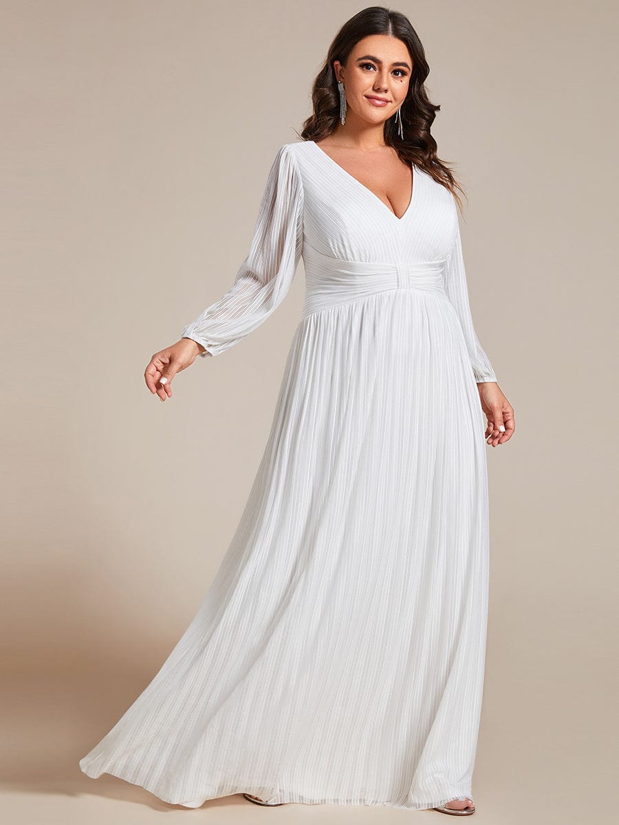 Elegant Plus Size Sequin Empire Waist Evening Gown with Sheer Sleeves
