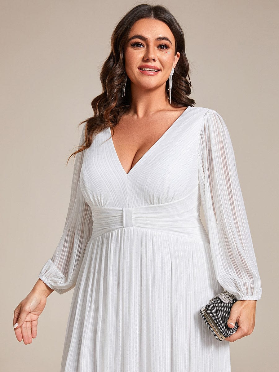 Elegant Plus Size Sequin Empire Waist Evening Gown with Sheer Sleeves