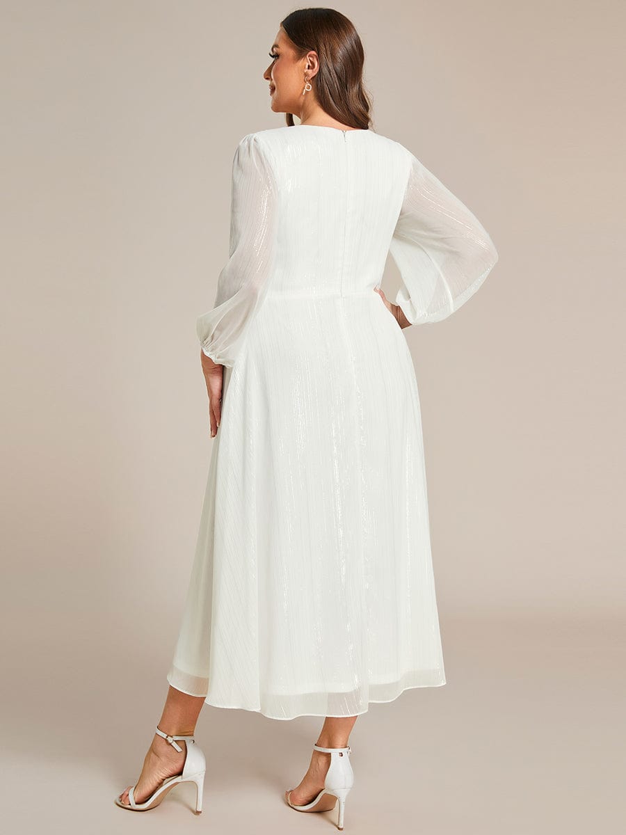 Curvy Confidence Twist Knot Lotus Leaf Evening Dress with Long Sleeves