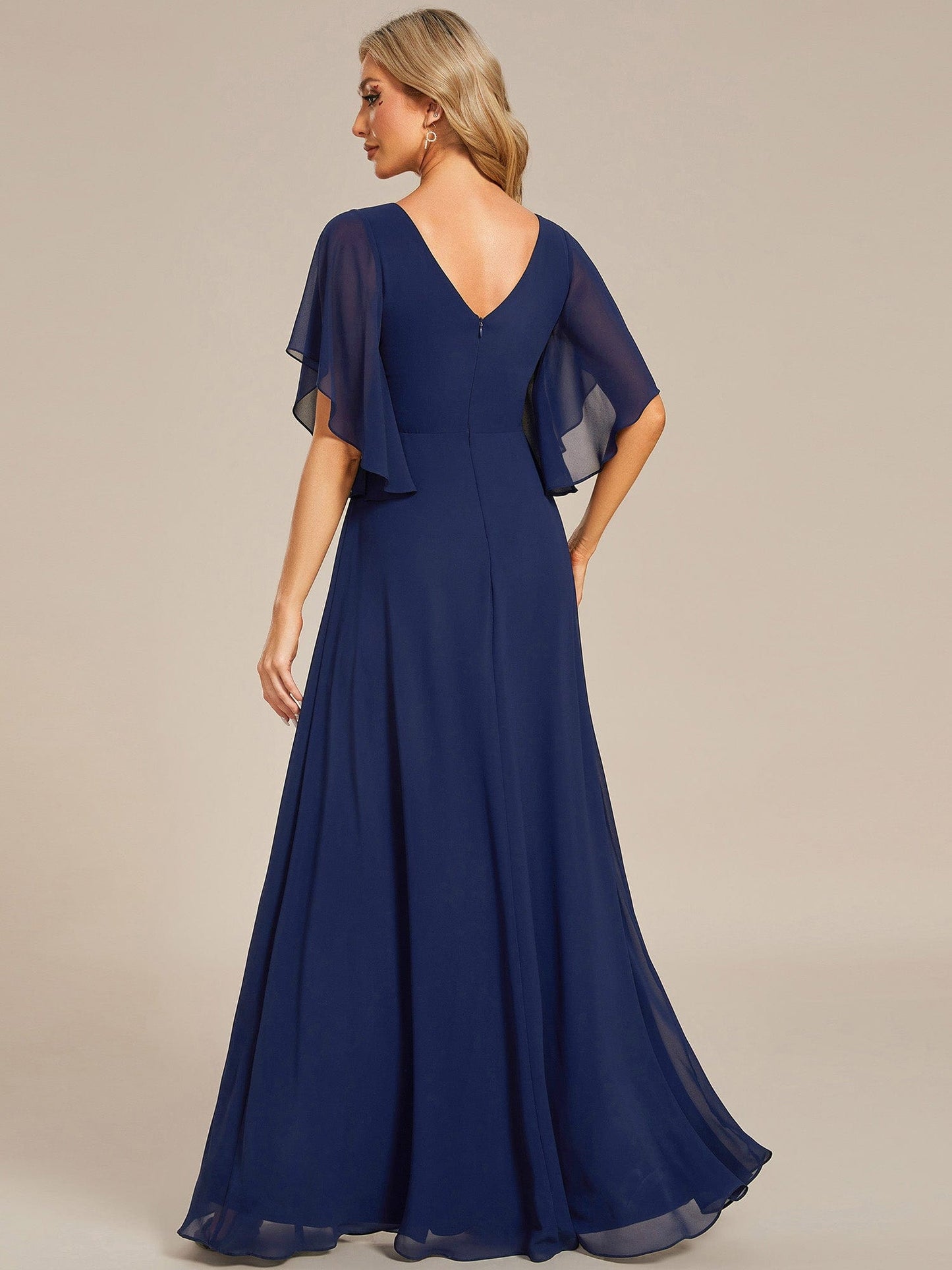Mother of the Bride Dress with Half Sleeves & Applique Embellishments
