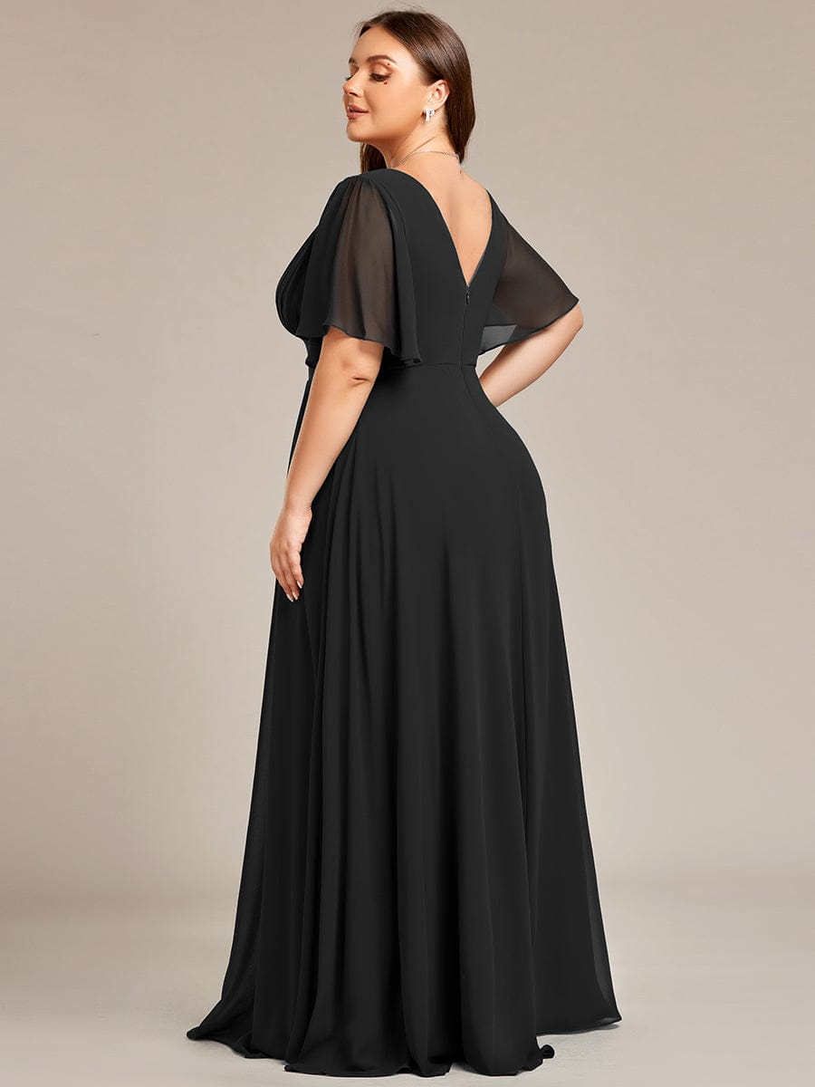 Elegant Plus Size Chiffon A-Line Bridesmaid Dress with Double V-Neck Empire Waist