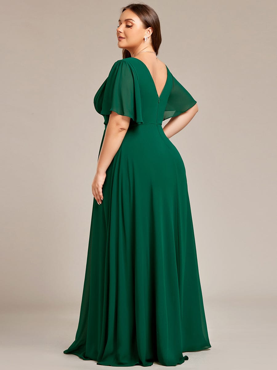Elegant Chiffon Maxi Bridesmaid Gown with Short Sleeves and Empire Waist