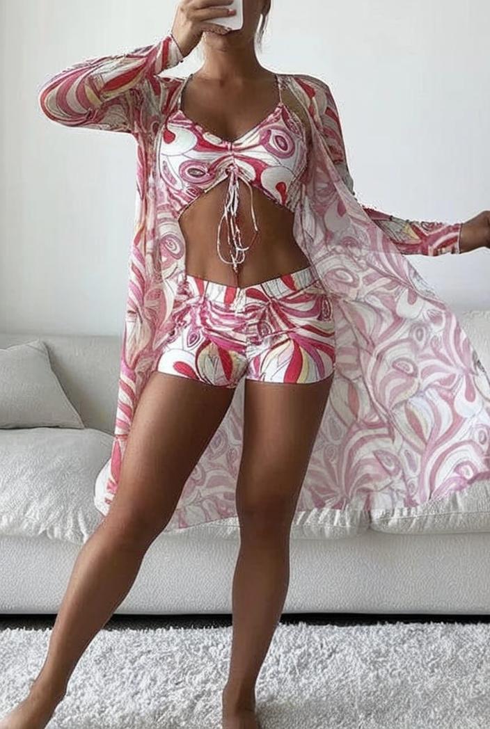 3 pieces sexy print bikini women high waist swimsuit cover up swimwear female lady bathing suit swimming summer beachwear 112542