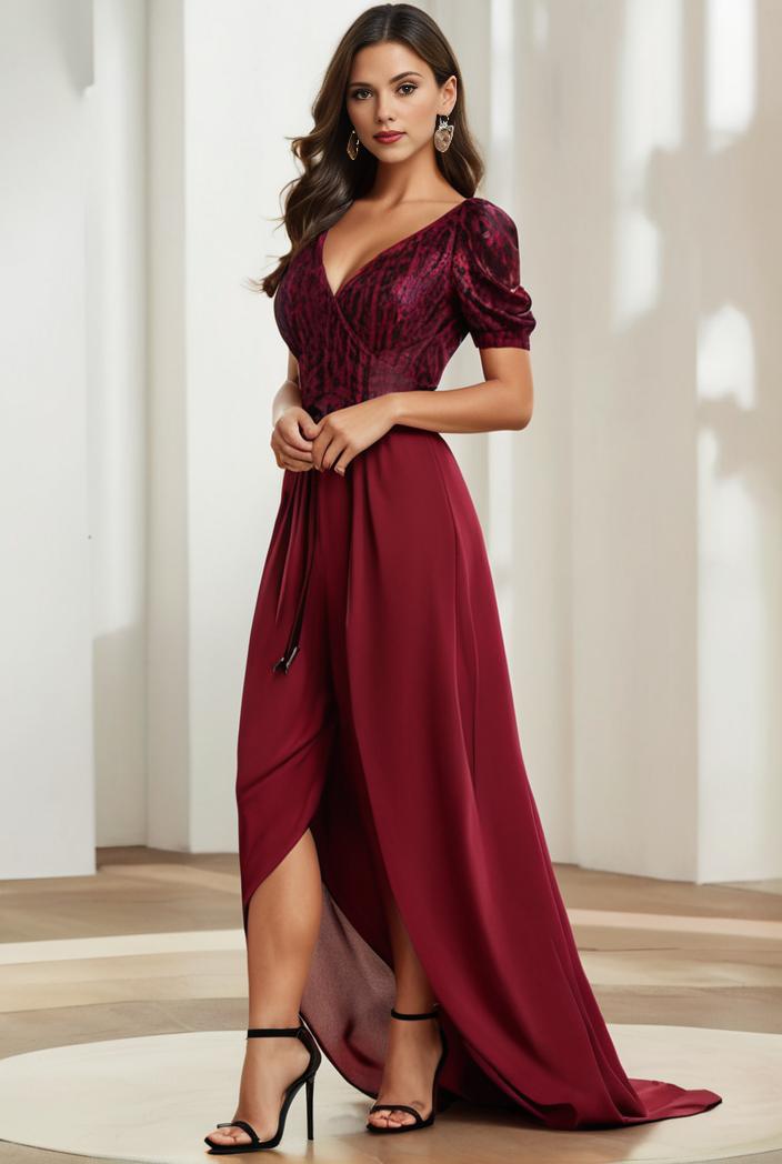 3 4 sleeve sheer sequin stripe high low hem evening dress 133990