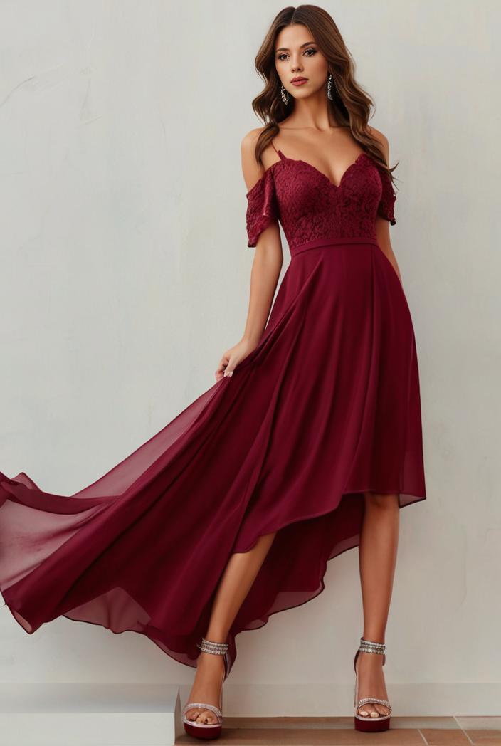 3 4 sleeve sheer sequin stripe high low hem evening dress 134001
