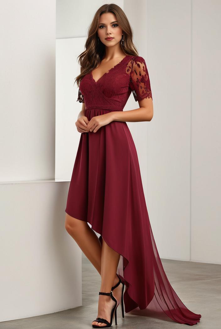 3 4 sleeve sheer sequin stripe high low hem evening dress 132392