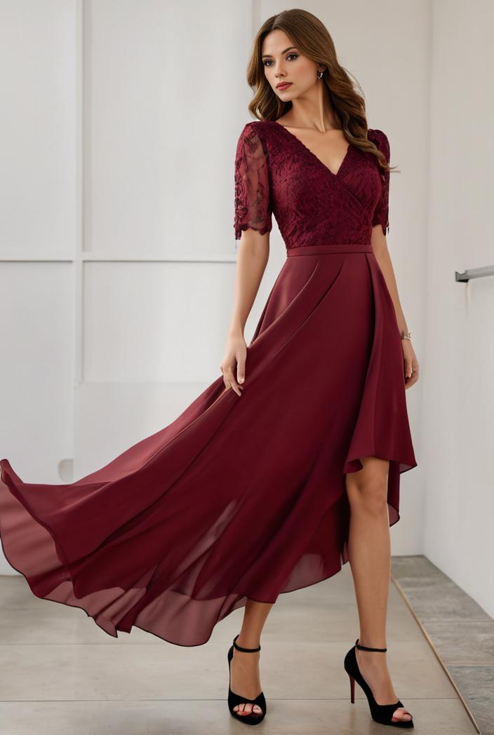 3 4 sleeve sheer sequin stripe high low hem evening dress 132402
