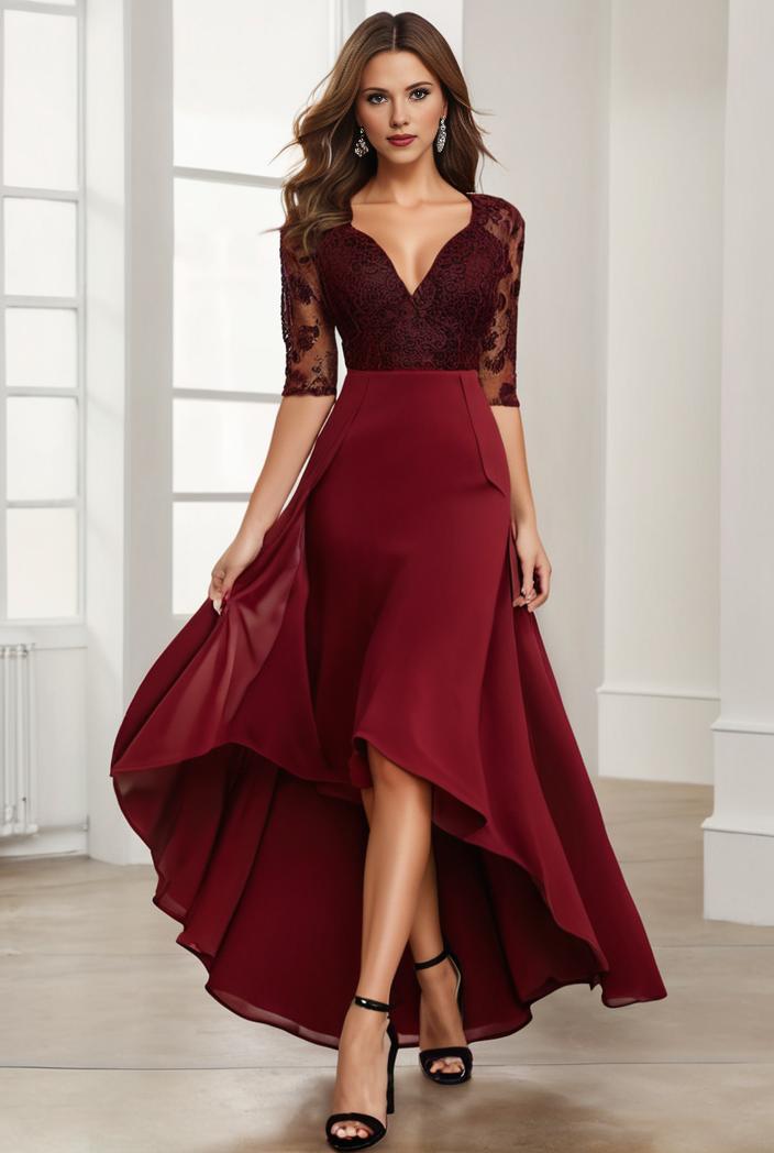 3 4 sleeve sheer sequin stripe high low hem evening dress 132412