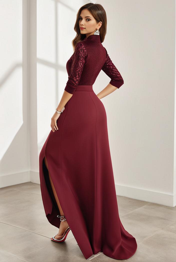 3 4 sleeve sheer sequin stripe high low hem evening dress 132433