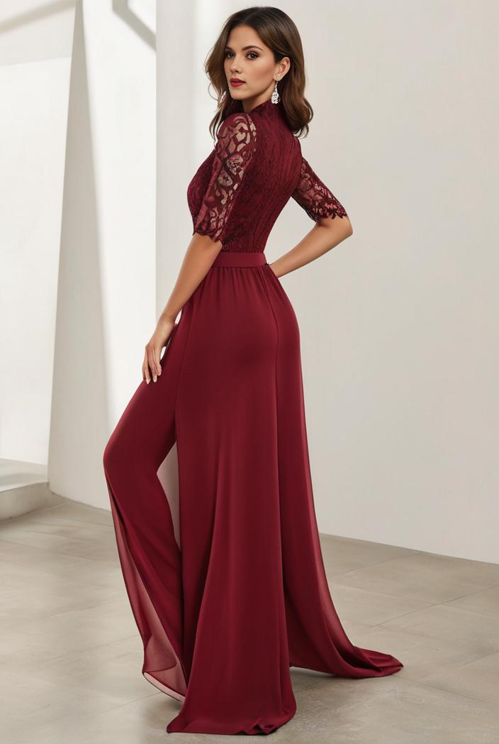 3 4 sleeve sheer sequin stripe high low hem evening dress 132437