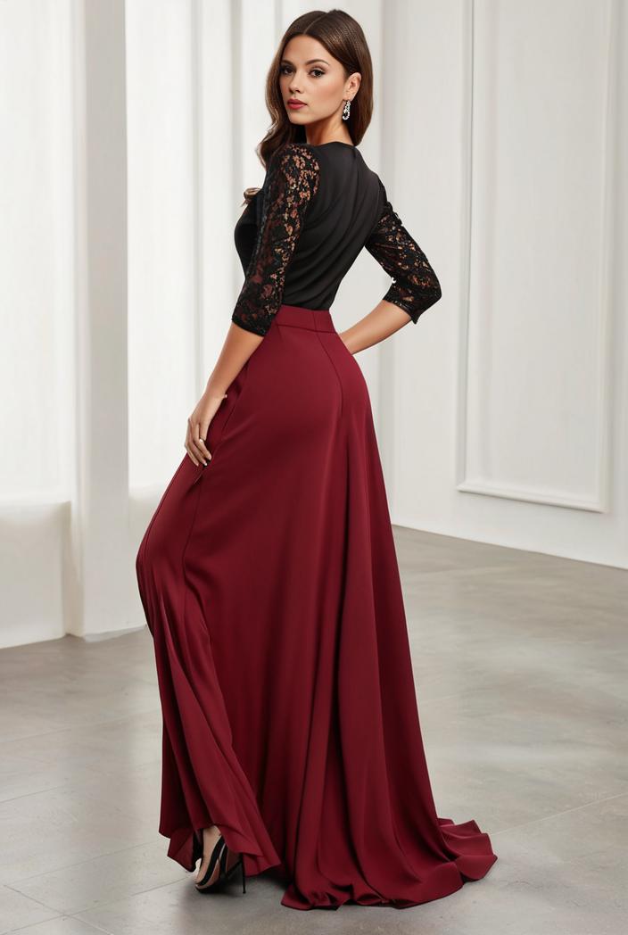 3 4 sleeve sheer sequin stripe high low hem evening dress 132439