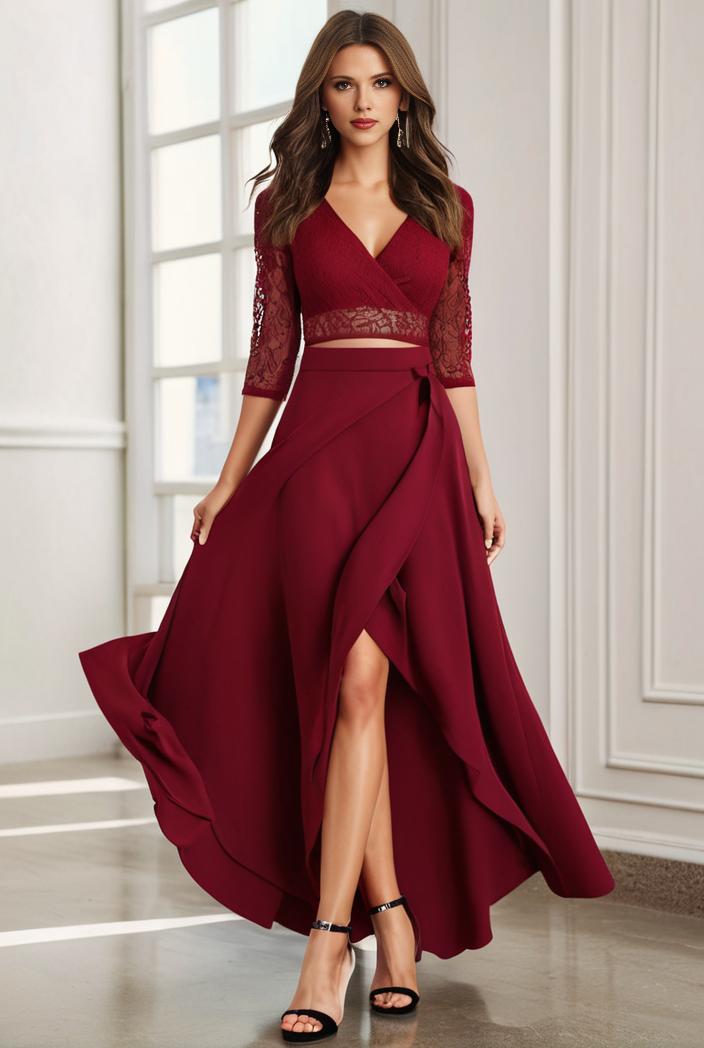 3 4 sleeve sheer sequin stripe high low hem evening dress 132447