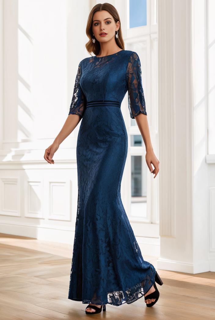 3 4 sleeve bodycon plunging back sequin evening dress 142426