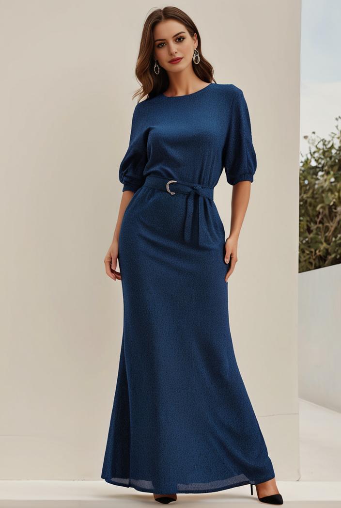 3 4 sleeve bodycon plunging back sequin evening dress 142434