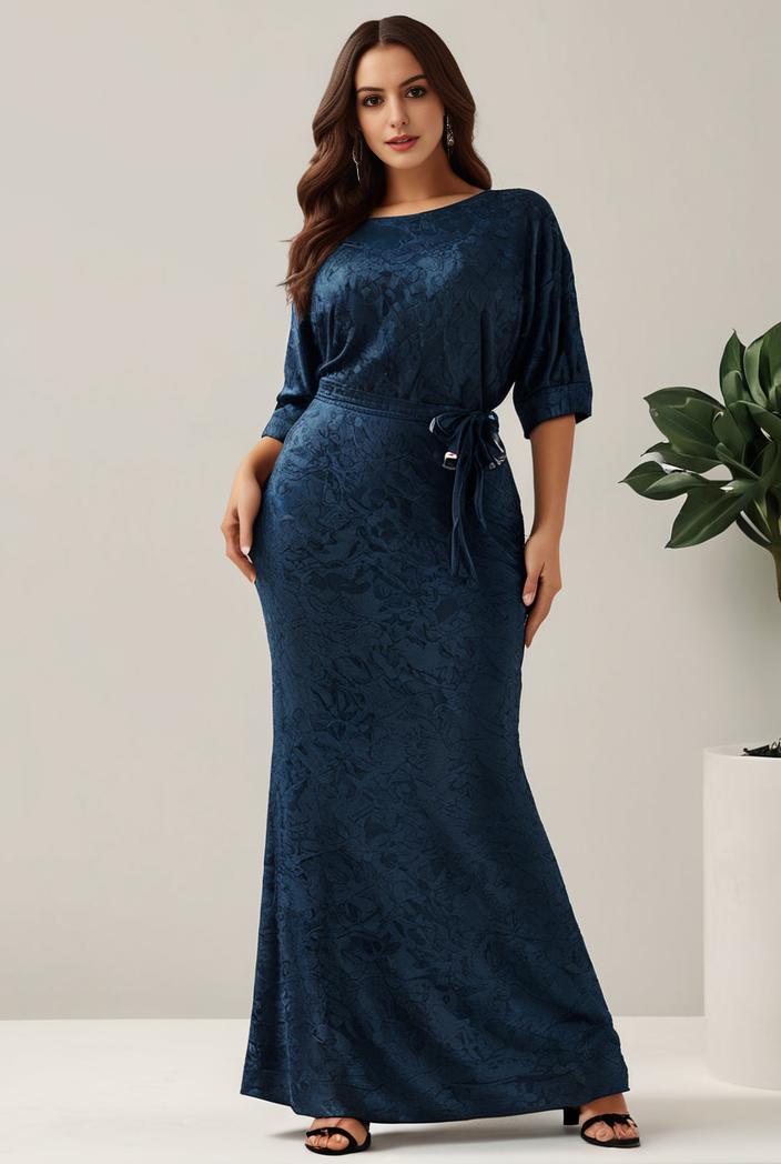 3 4 sleeve bodycon plunging back sequin evening dress 142436