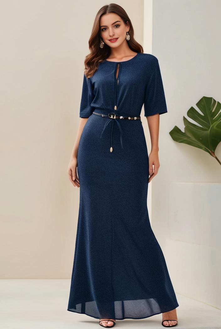 3 4 sleeve bodycon plunging back sequin evening dress 142437