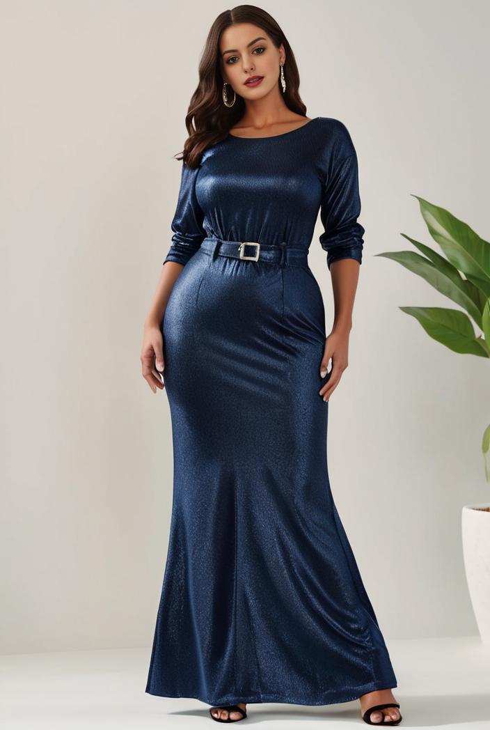 3 4 sleeve bodycon plunging back sequin evening dress 142439