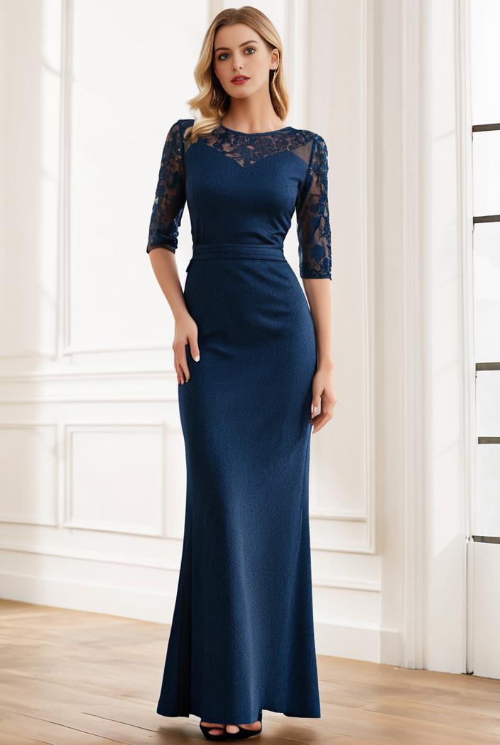 3 4 sleeve bodycon plunging back sequin evening dress 142466