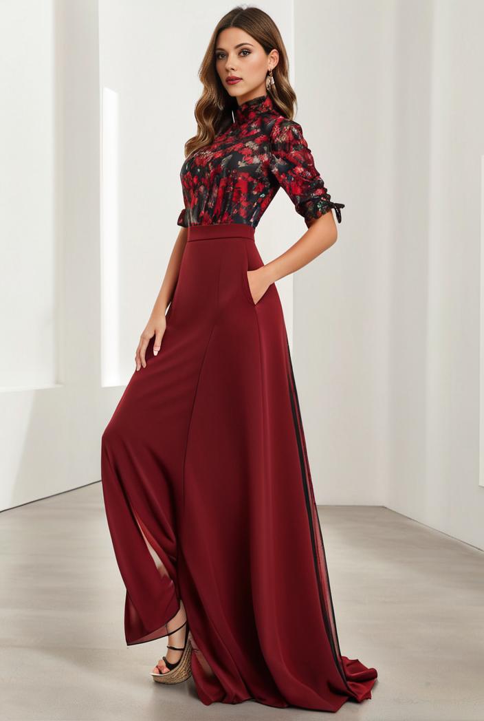 3 4 sleeve sheer sequin stripe high low hem evening dress 116613