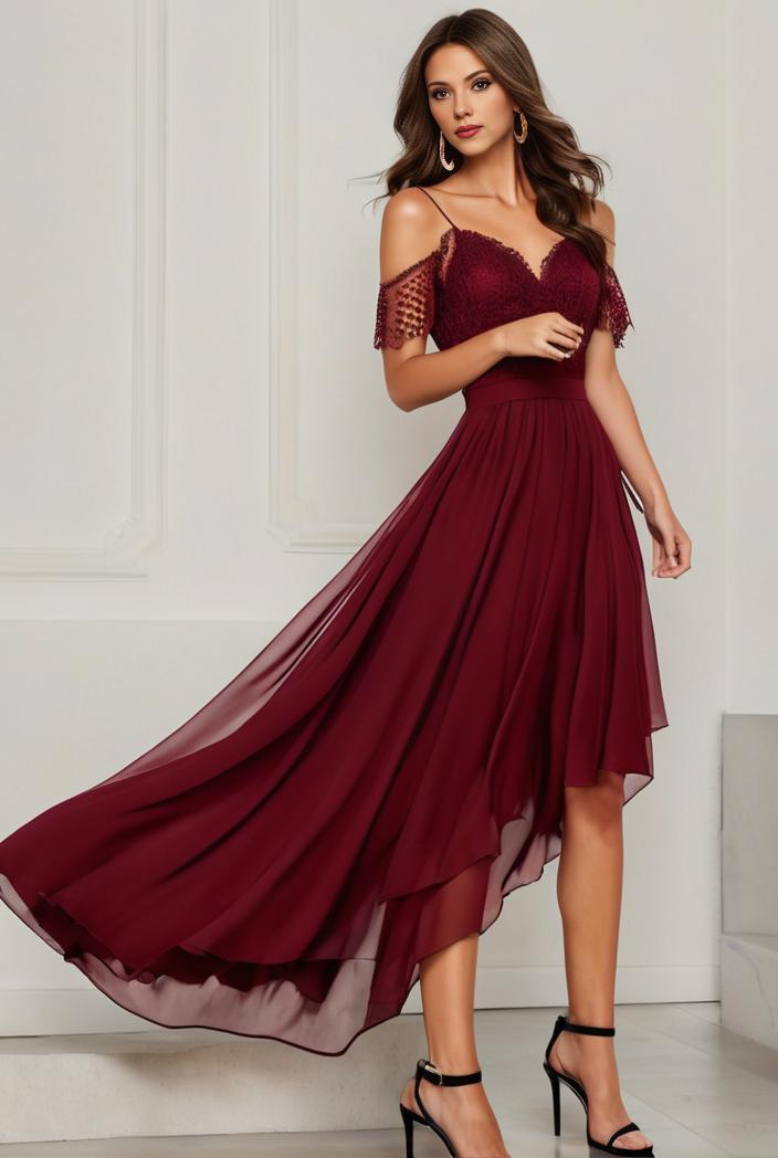 3 4 sleeve sheer sequin stripe high low hem evening dress 116621