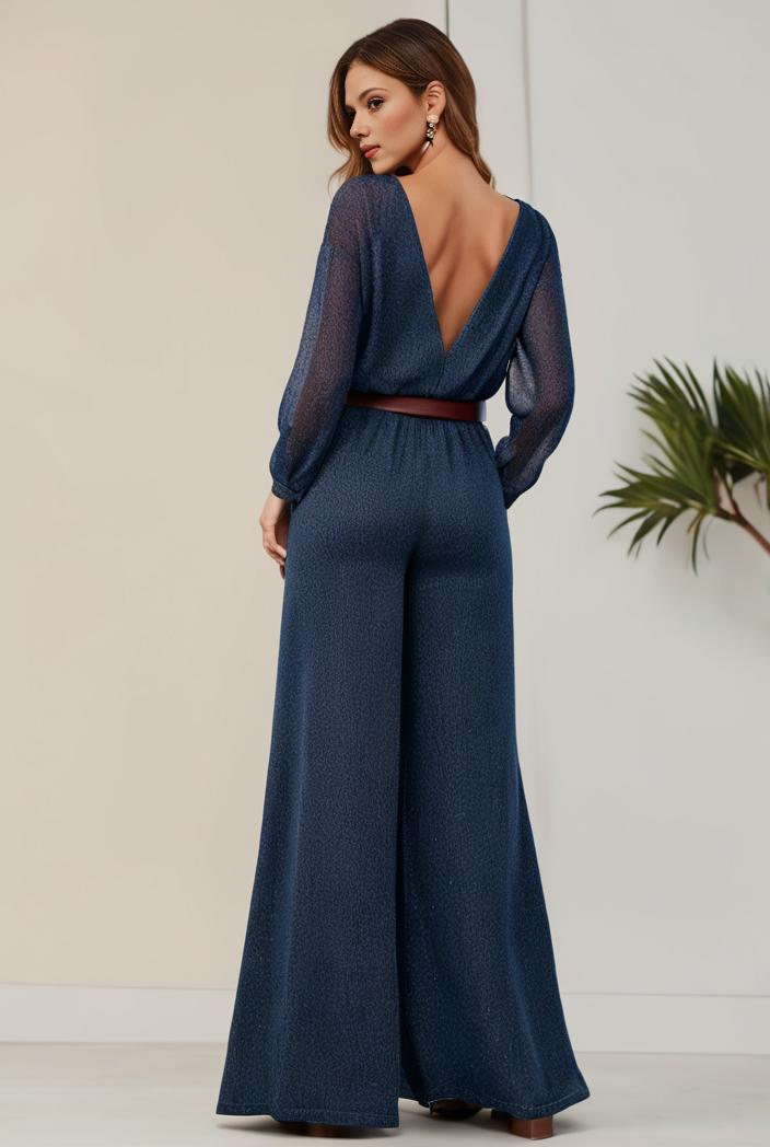3 4 sleeve bodycon plunging back sequin evening dress 128406