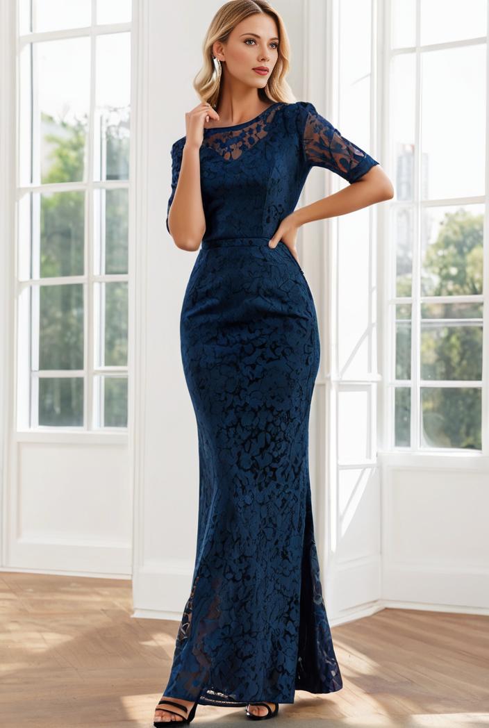 3 4 sleeve bodycon plunging back sequin evening dress 128437