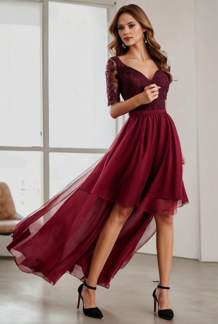 3 4 sleeve sheer sequin stripe high low hem evening dress 128472