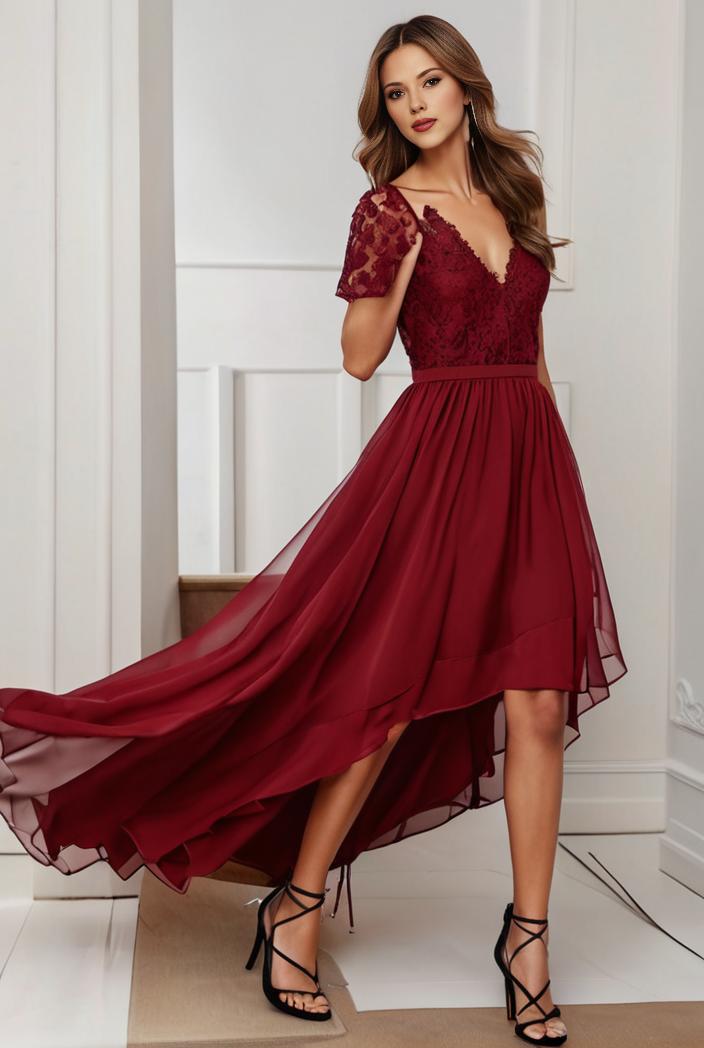 3 4 sleeve sheer sequin stripe high low hem evening dress 128473