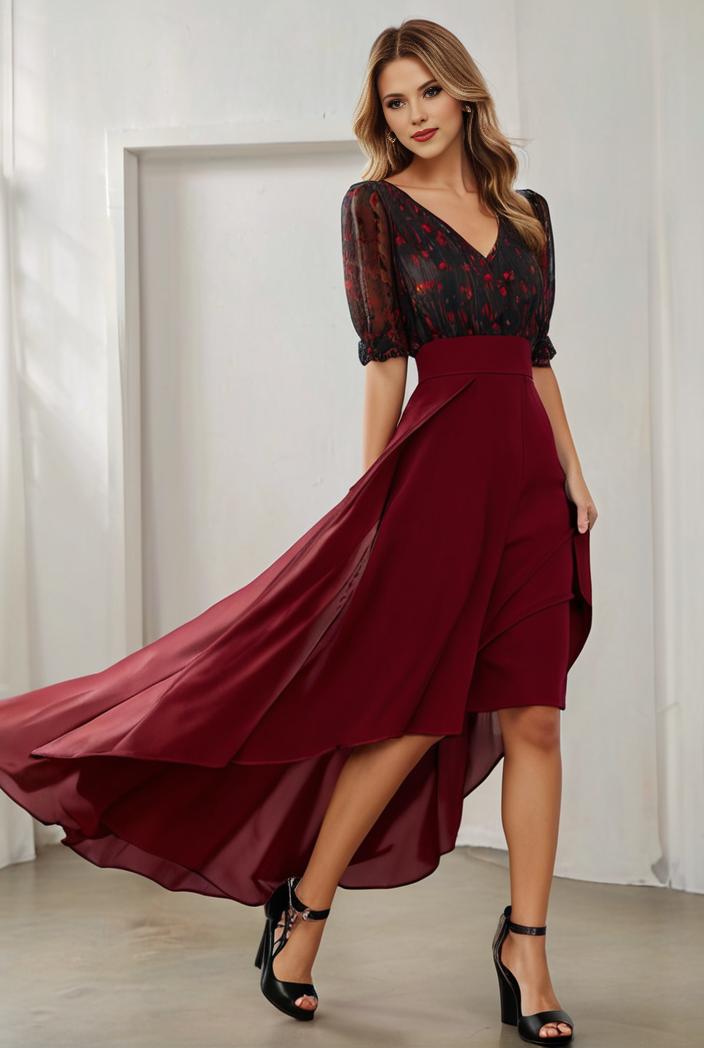 3 4 sleeve sheer sequin stripe high low hem evening dress 128474