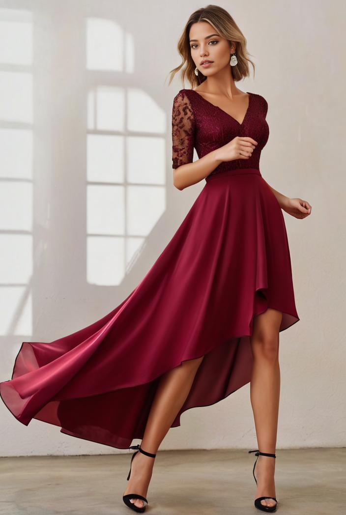 3 4 sleeve sheer sequin stripe high low hem evening dress 123709