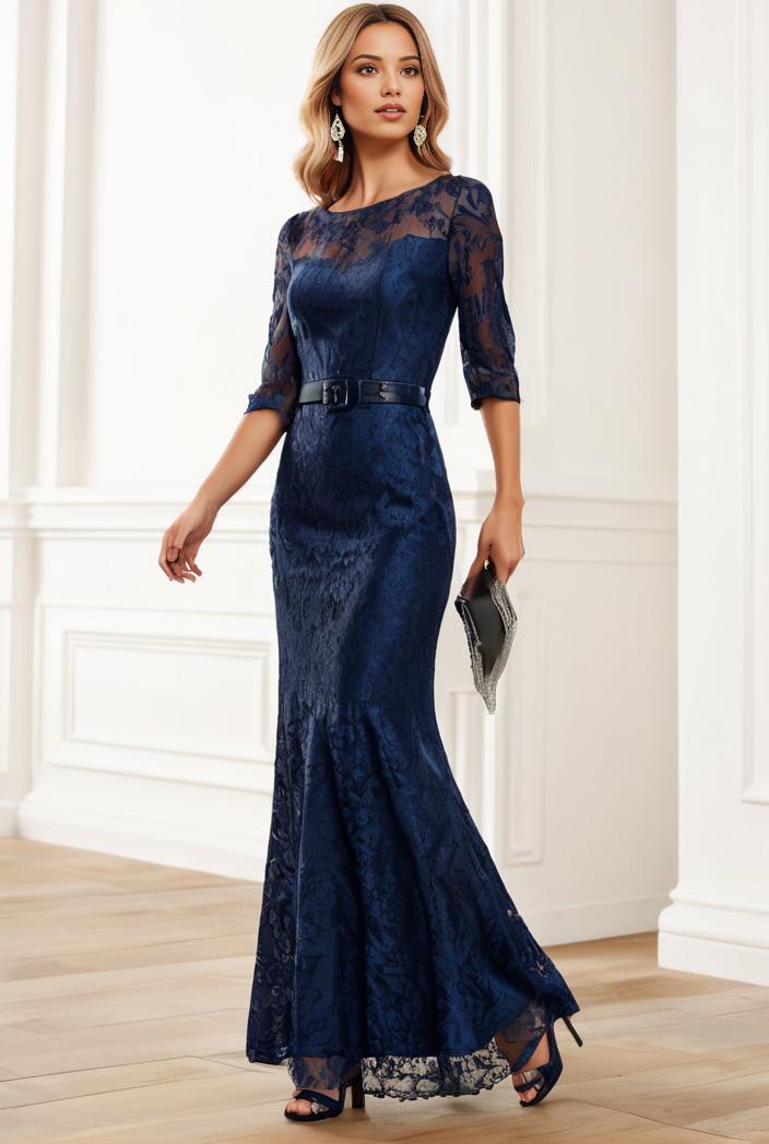 3 4 sleeve bodycon plunging back sequin evening dress 135392